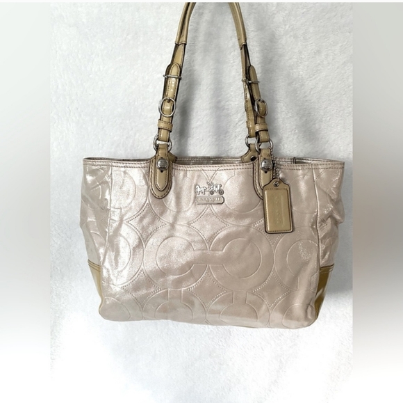 Coach Mia EUC Embossed Leather Shimmer Zip Tote - Picture 2 of 9